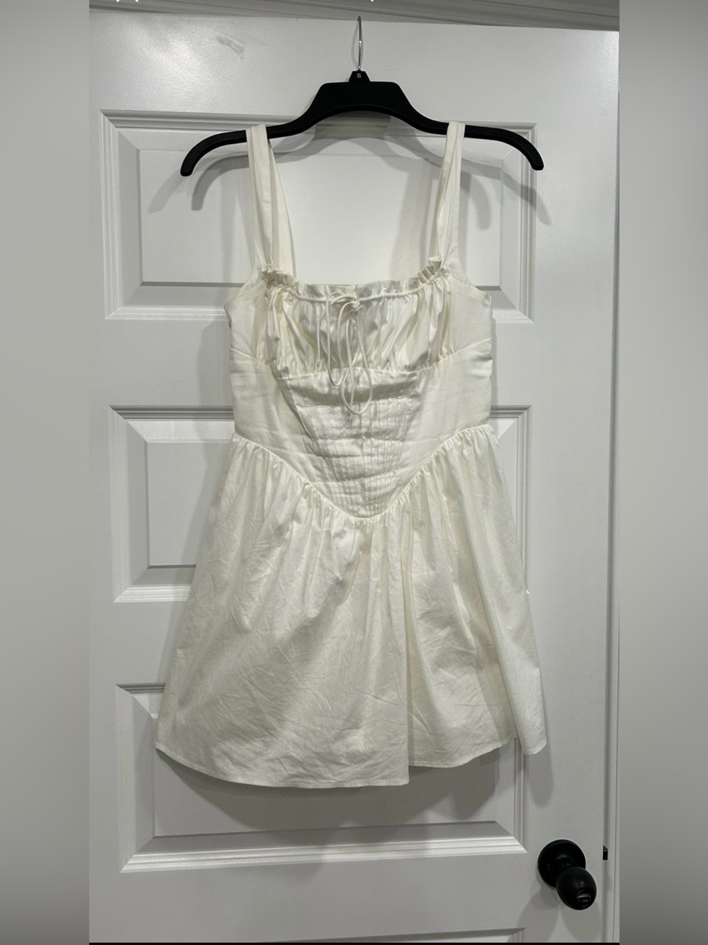 Forever 21 Cream Ruffled Bust Tie Cami Dress